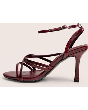 Public Desire Free Spirit Wide Fit Burgundy Strappy Mid Heel - Pink