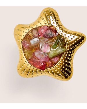 Public Desire Adjustable Star Ring With Stone Detail - Natural