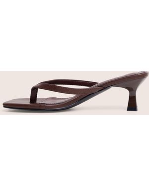Public Desire Everlast Chocolate Brown Thong Flip Flop Heels - Natural