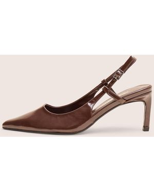 Public Desire Salsa Chocolate Sling Back Pointed Toe Heels - Natural