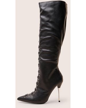 Public Desire Witchcraft Black Lace Up Knee High Boots