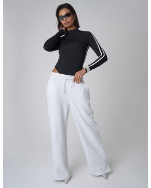 Public Desire Split Hem Wide Leg Joggers Grey Marl - White