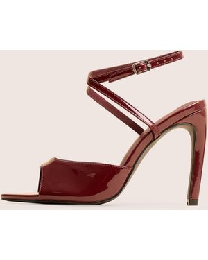 Public Desire Caught On Wine Peep Toe Curved High Heel - Pink