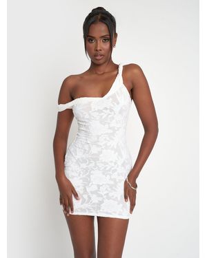 Public Desire Textured Floral Twist Strap Mini Dress White