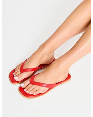 Public Desire Freestyle Red Pu Flip Flop Sandals - Pink