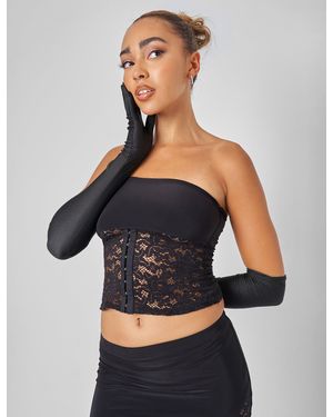 Public Desire Lace Hook And Eye Bandeau Top Co-ord - Grey