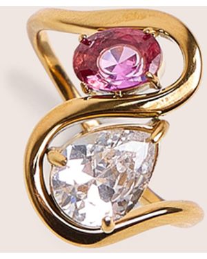 Public Desire Double Gemstone Gold Ring - Pink