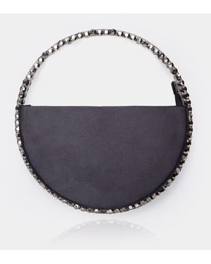 Public Desire The Alessia Black Satin Circle Diamante Mini Handbag - Blue