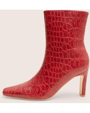 Public Desire Polaris Red Croc Snipped Toe Ankle Boots