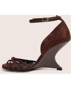 Public Desire Alice Chocolate Brown Suedette Wedge Heels - Natural