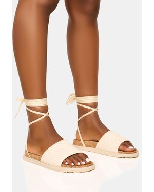 Public Desire Super Yacht Cream Patterned Lace Up Sandal - Brown