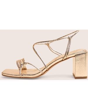 Public Desire Taryn Gold Knotted Upper Block Heel Sandals - White