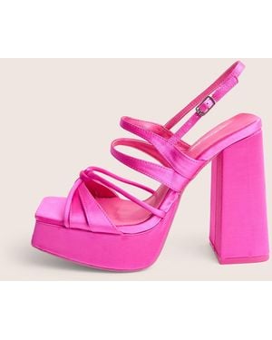 Public Desire Renaissance Hot Pink Strappy Detail Platform Heels