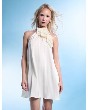 Public Desire Satin Swing Dress With Corsage Ivory - White