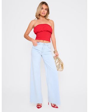 Public Desire Mid Rise Wide Leg Jeans Light Blue