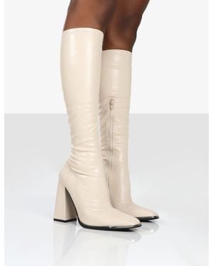 Public Desire Caryn Stone Pu Knee High Heeled Boots - Multicolour