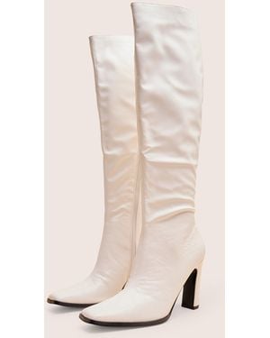 Public Desire Acquilla White Knee High Flared Boots