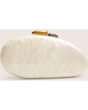 Public Desire Hard Shell Oval Clutch Bag Pearl White - Natural
