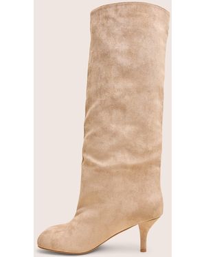 Public Desire Bordeaux Beige Suedette Slouchy Boots - Natural