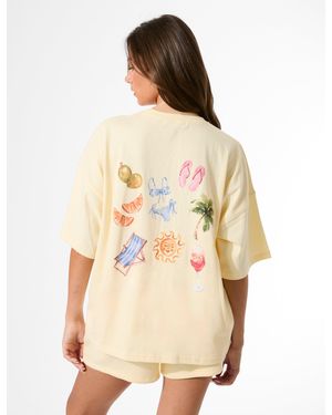 Public Desire Kaiia Summer Back Graphic Oversized T-shirt Lemon - Natural