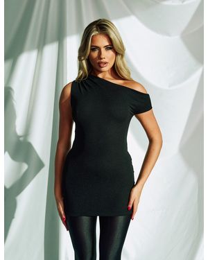 Public Desire Asymmetric Mesh Mini Dress Black - Multicolour