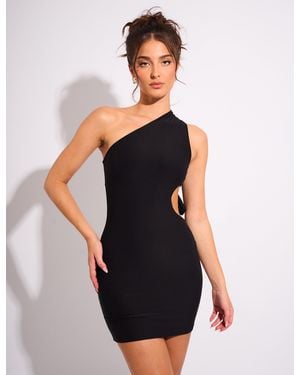 Public Desire Cut Out Detail Tie Back Luxe Slinky Mini Dress Black