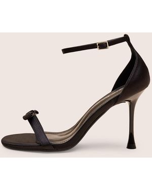 Public Desire Novie Black Ankle Strap Bow Detail Heels - Natural