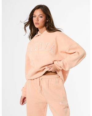 Public Desire Kaiia Slogan Oversized Hoodie Tangerine - Natural