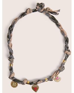 Public Desire Rope Detail Necklace With Gold Charms - Natural