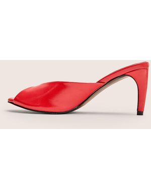 Public Desire Stessy Red Peep Toe Curved Mid Heels - Pink