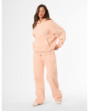 Public Desire Kaiia Logo Wide Leg Joggers Tangerine - Natural