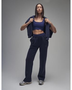 Public Desire Kaiia Logo Wide Leg Sweat Trousers Navy - Blue