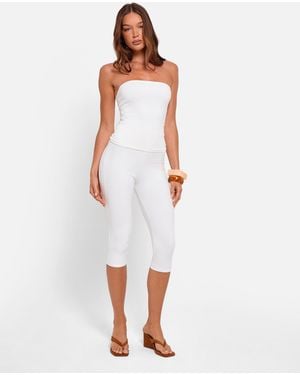 Public Desire High Waist Luxe Slinky Capri Trousers White - Natural