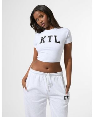 Public Desire Kaiia Ktl Logo Baby Tee Light Grey Marl - White
