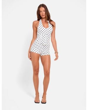 Public Desire High Waist Luxe Slinky Mini Hot Trousers Polka Dot White & Black