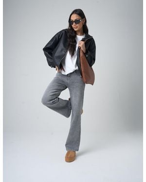 Public Desire Wide Leg High Rise Denim Jeans Grey - Multicolour