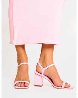Public Desire Maryse Light Pink Pu Barely There Mid Block Heels