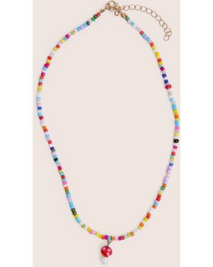 Public Desire Muilticoloured Beaded Mushroom Necklace - Pink