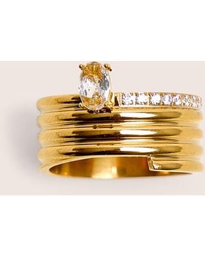 Public Desire Layered Gold Ring With Diamante Detail - Natural