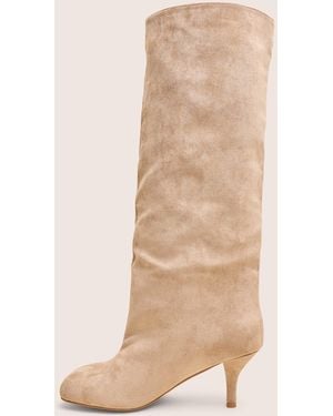 Public Desire Bordeaux Beige Suedette Slouchy Boots - Natural