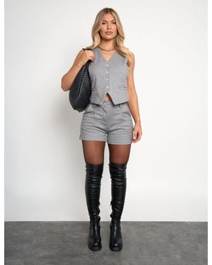 Public Desire Soft Tailored High Waisted Shorts Co Ord Grey - Multicolour