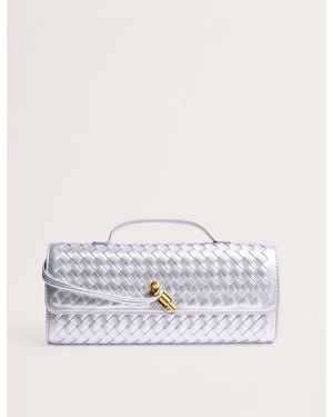 Public Desire The Rose Metallic Silver Weave Rectangle Clutch Bag - Multicolour