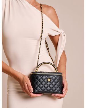 Public Desire The Florence Top Handle Quilted Vanity Bag Black - Multicolour