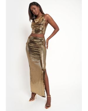 Public Desire Sequin Maxi Skirt Gold - Multicolour