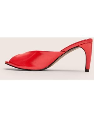 Public Desire Stessy Red Peep Toe Curved Mid Heels - Pink