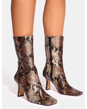 Public Desire Fiction Snake Square Toe Ankle Boots - Multicolour