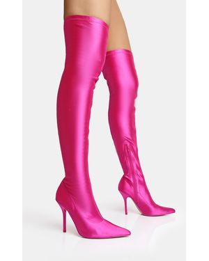 Public Desire Chateau Wide Fit Dusty Pink Stilleto Over The Knee Pointed Toe Boots Lyst UK