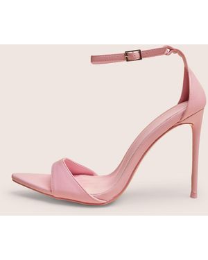 Public Desire Kelisa Pink Pu Pointed Toe Barely There Stiletto High Heels