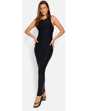 Public Desire Cross Over Back Detail Luxe Slinky Maxi Dress Black - Grey