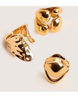 Public Desire Chunky Abstract 3 Pack Classic Ring Stack Gold - Metallic